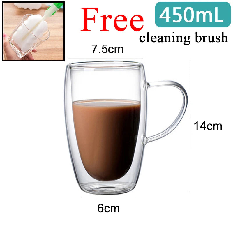 Tazza da caffè in vetro trasparente latte whisky tè birra doppio creativo resistente al calore Cocktail Vodka tazza da vino bicchiere bicchieri regalo