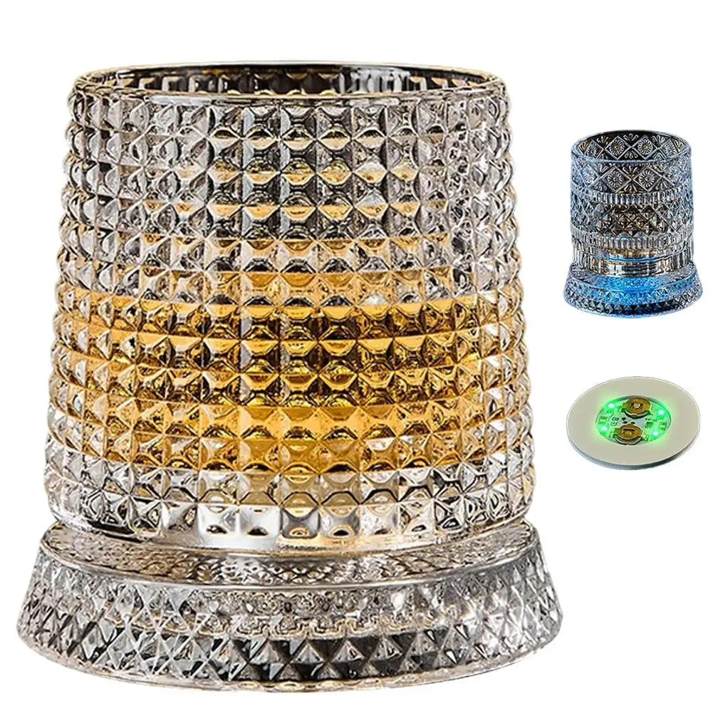 Set di 1 Bicchiere da Whisky Rotante da 260ML, Bicchiere Creativo in Cristallo Premium per Birra, Bicchiere per Liquori con Base, Bicchiere da Vino Dritto con Rilievo