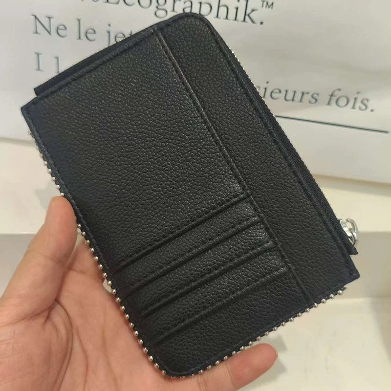 Nuovo Portafoglio da Donna ZV in PU con Catena Metallica, Porta Carte, Pochette in Denim, Portamonete, Portafoglio Piccolo