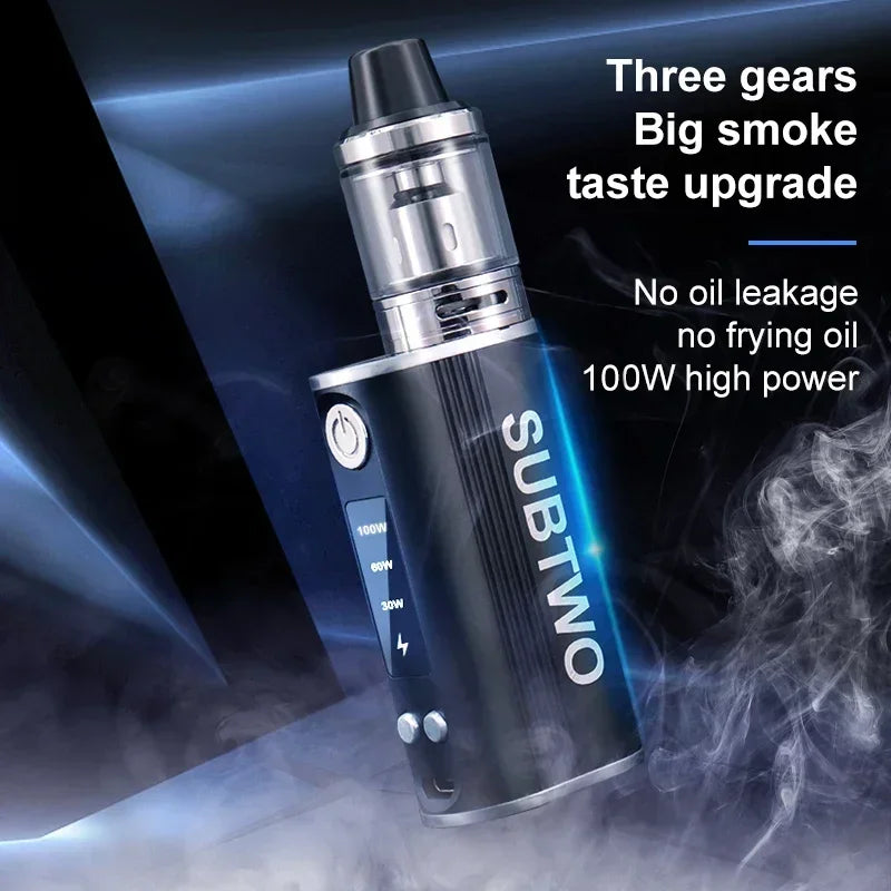 SUBTWO 100W Vape Box Mod Kit sigarette elettroniche 30W/60W/100W Batteria con regolazione dell'alimentazione con penna per fumo Vaper atomizzatore inferiore da 0,3ohm 2,5ml