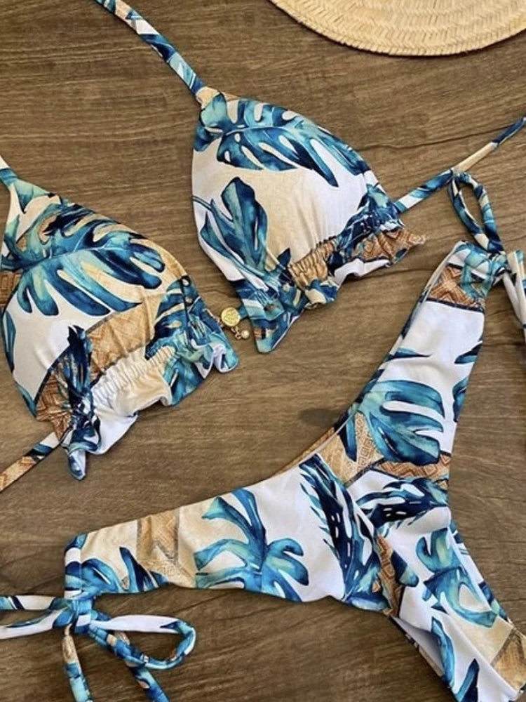 2021 Set bikini sexy 2 pezzi Hot Stamp Sport Costumi da bagno Donna Beachwear Push-Up imbottito Costume da bagno Body Bagnante squisito
