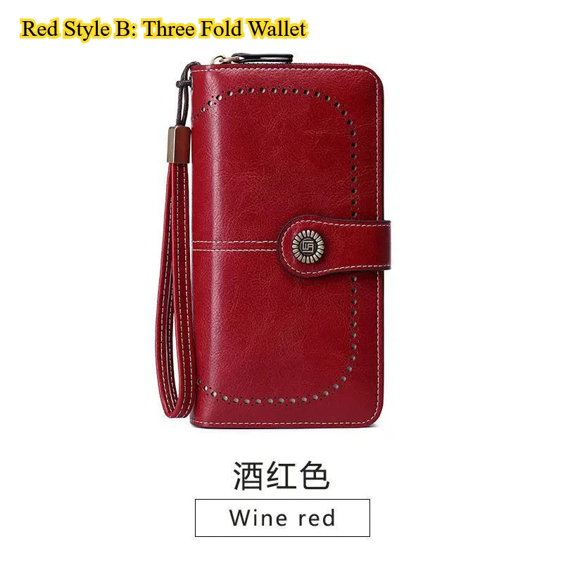 Portafoglio da donna di alta qualità, antifurto, in pelle, con cerniera lunga, grande, pochette da donna, porta carte.