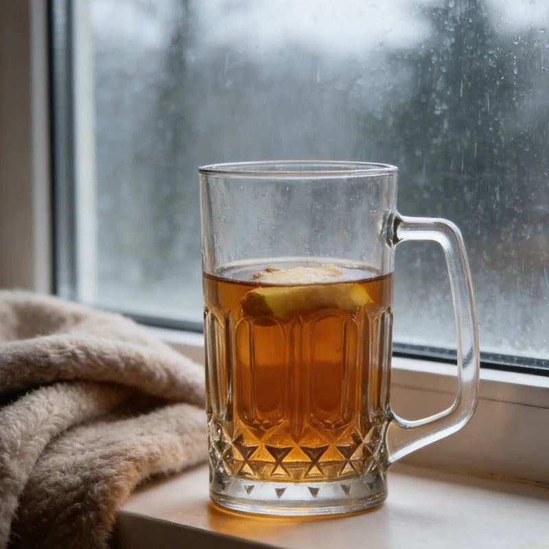 Bicchiere da Birra Creativo con Rilievo 600ml/1000ml, Bicchiere da Birra di Lusso con Manico, Tazza Trasparente per Bevande da Festa, Tazza da Tè per Casa, Articoli per Bevande