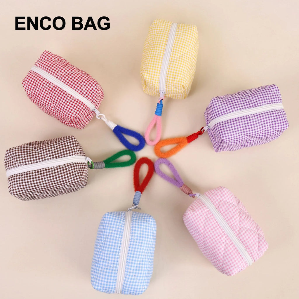 Borsa cosmetica personalizzata con griglia fresca giapponese e coreana, custodia semplice per trucco di grande capacità, borsa di bellezza di alta qualità