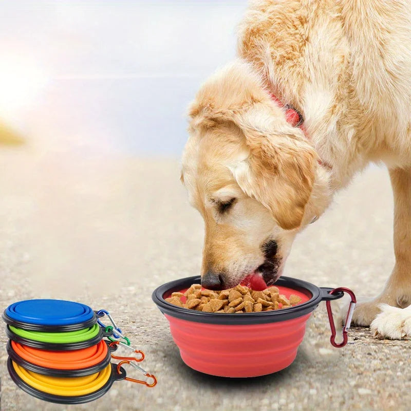 Ciotola pieghevole per cani Ciotola da viaggio portatile per cani Ciotola per acqua per cibo per cani per passeggiate all'aperto Ciotola per acqua per cibo per cani in silicone con labbro della ciotola