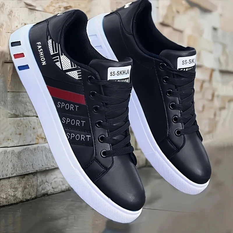 Sneakers basse da skateboard da uomo - Tomaia sintetica traspirante, suola in PVC resistente, design con punta tonda, adatte per abbigliamento casual e formale, scarpe da skateboard, scarpe casual, design elegante con lacci,