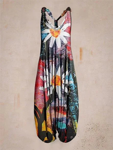 Tuta generale allentata bohémien a gamba larga Mandala etnico Stampa paisley vintage Pagliaccetti da donna Tutina harem senza schienale