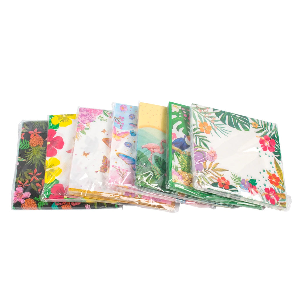 Tovaglioli di carta per feste hawaiane Luau Tovaglioli Aloha con foglie di palma tropicale fenicottero usa e getta per decorazioni per feste estive di compleanno, matrimoni