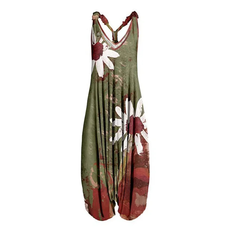 Tuta generale allentata bohémien a gamba larga Mandala etnico Stampa paisley vintage Pagliaccetti da donna Tutina harem senza schienale