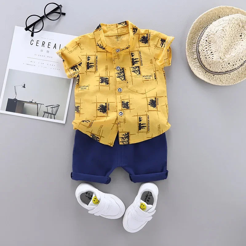 Vestito da neonato di moda vestiti Casual estivi Set Top Shorts 2 pezzi Set di abbigliamento per bambini per ragazzi abiti per neonati vestiti per bambini