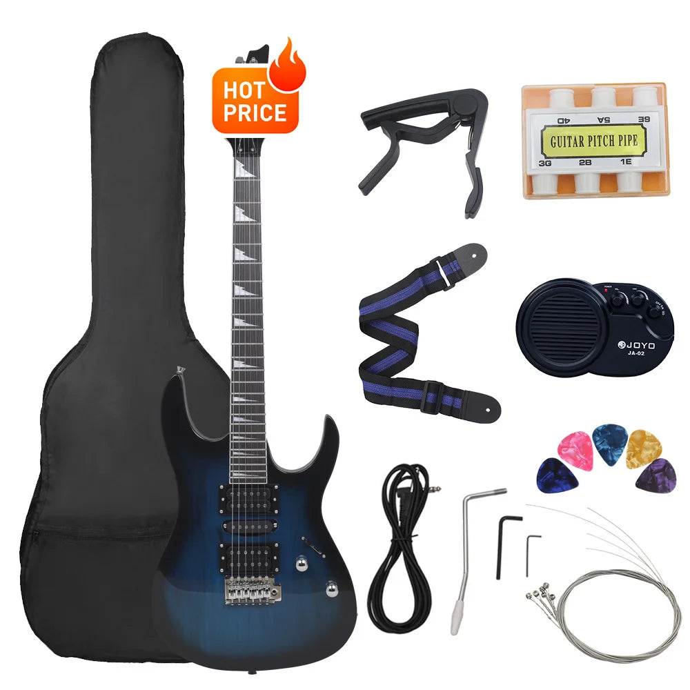 Chitarra elettrica a 6 corde 24 tasti Chitarra elettrica con corpo in acero Guitarra con altoparlante per borsa Parti e accessori per chitarra necessari