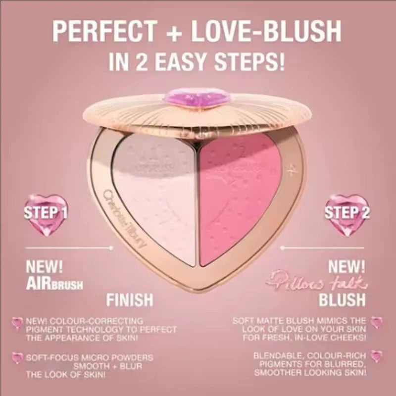 Fard CT Starlight in polvere, illuminante, due colori, delicato, a forma di cuore, cosmetici naturali