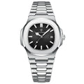 Watch for Men Stainless Steel Square Waterproof Quartz (Black)-0