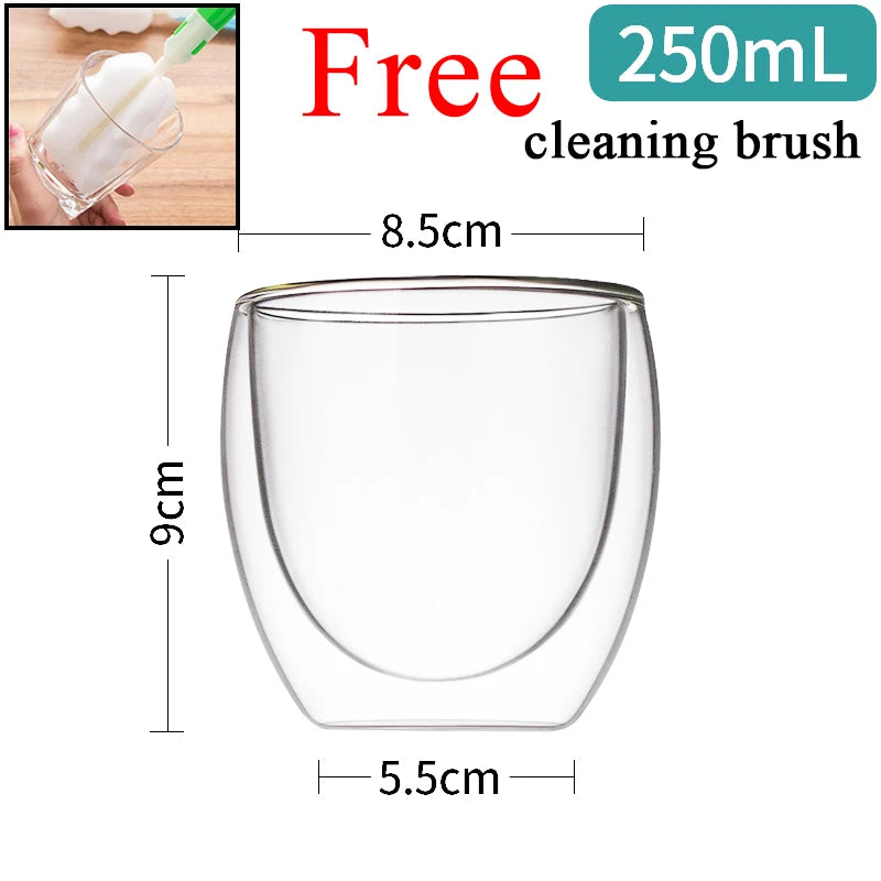 Tazza da caffè in vetro trasparente latte whisky tè birra doppio creativo resistente al calore Cocktail Vodka tazza da vino bicchiere bicchieri regalo