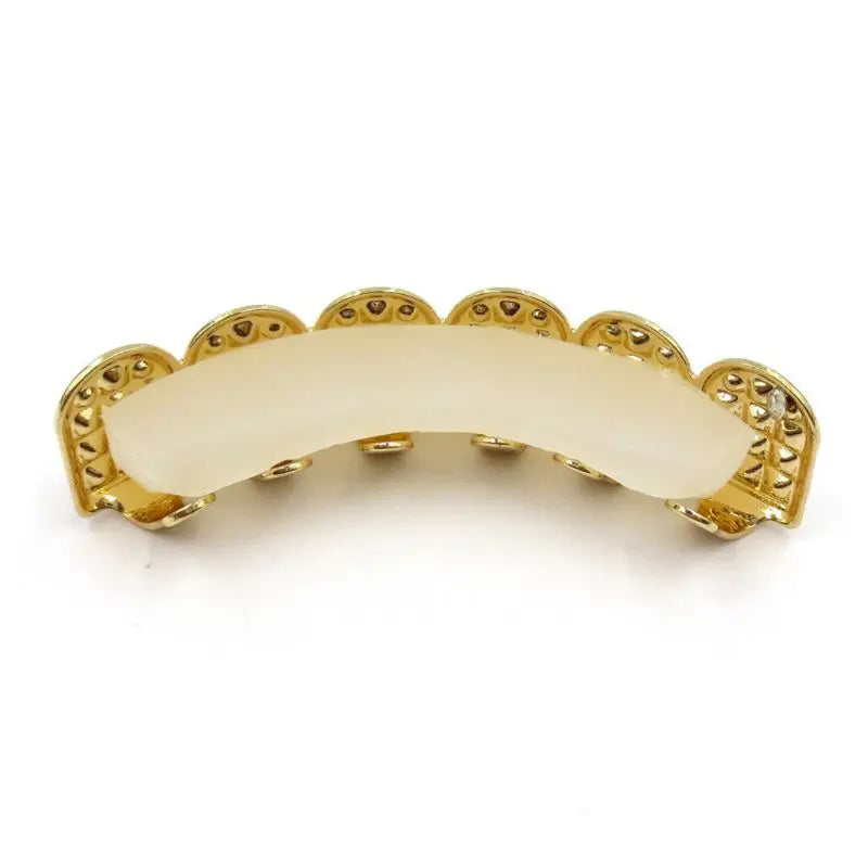 Bretelle per denti HIPHOP alla moda Denti in oro/argento Parte superiore e inferiore con diamanti Griglia superiore e inferiore Bling Gioielli per uomo Donna