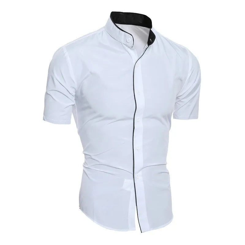 Nuova camicia a maniche corte da pendolarismo casual in tinta unita da uomo