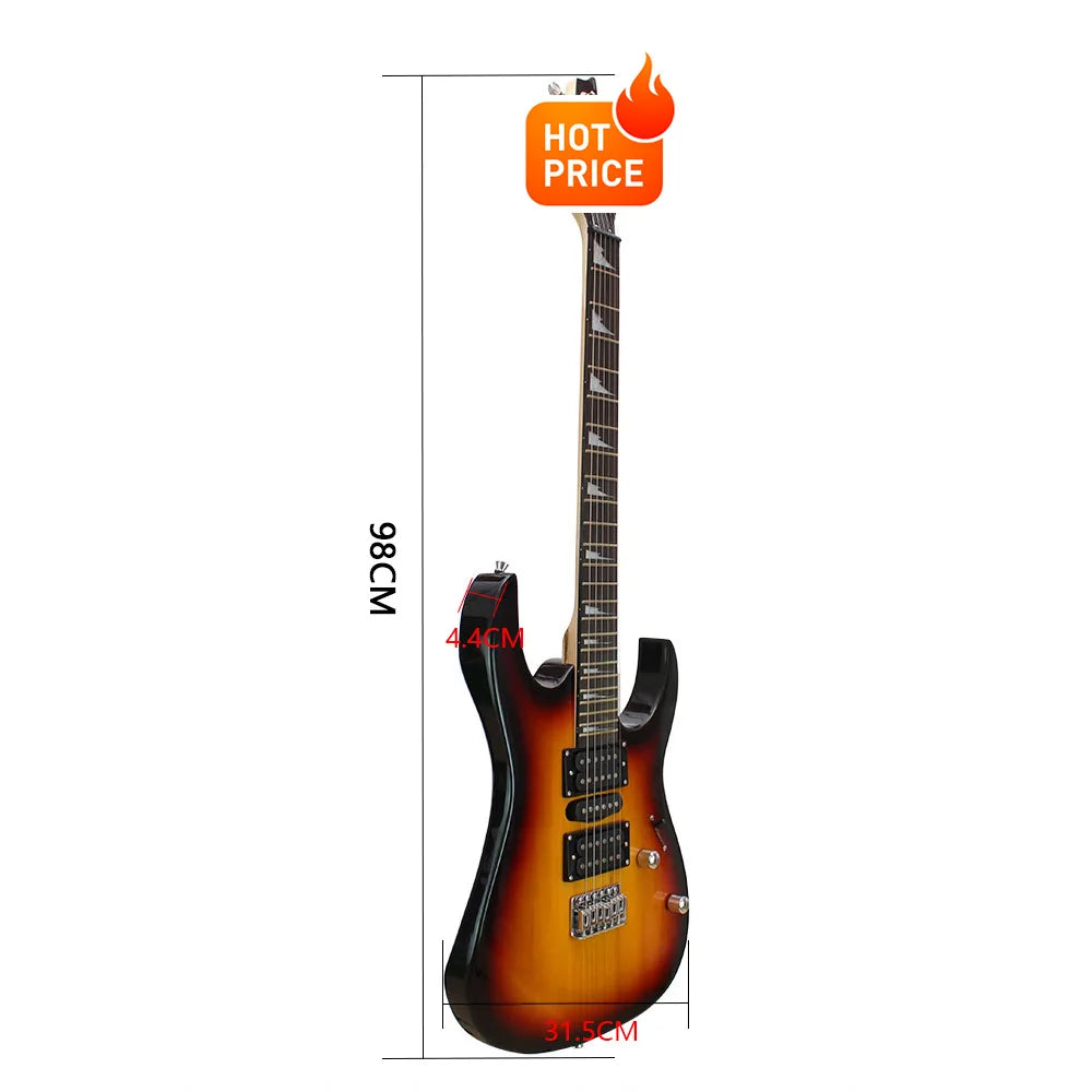 Chitarra elettrica a 6 corde 24 tasti Chitarra elettrica con corpo in acero Guitarra con altoparlante per borsa Parti e accessori per chitarra necessari