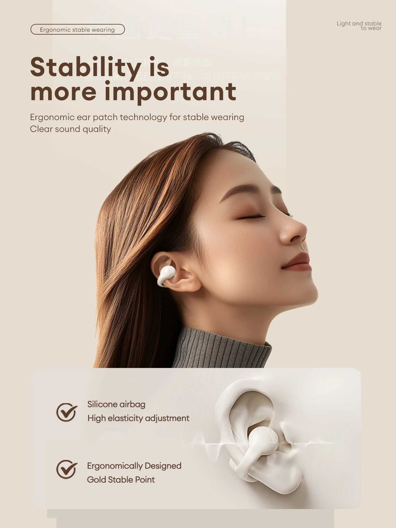 Nuove cuffie Bluetooth wireless Lenovo LP25 OWS con clip per l'orecchio, cuffie da gioco a lunga durata della batteria, auricolari con audio surround HIFI e microfono
