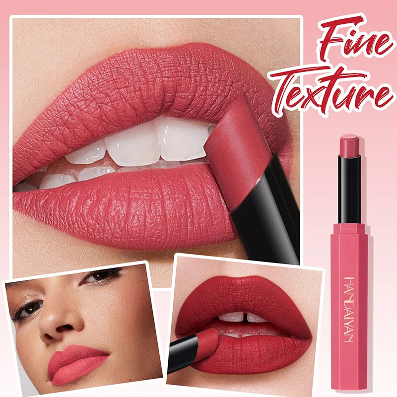 HANDAIYAN 6-Color Velvet Matte Lipstick Smooth Waterproof Non-Stick Soft Mist Solid Lip Gloss Long-Lasting Color Lip Makeup
