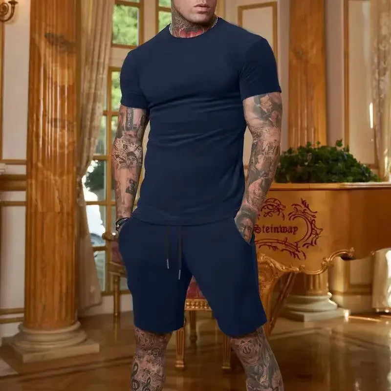 T-shirt e pantaloncini a maniche corte per abbigliamento sportivo traspirante da uomo nuovo estate 2025 set di abbigliamento popolare ad asciugatura rapida