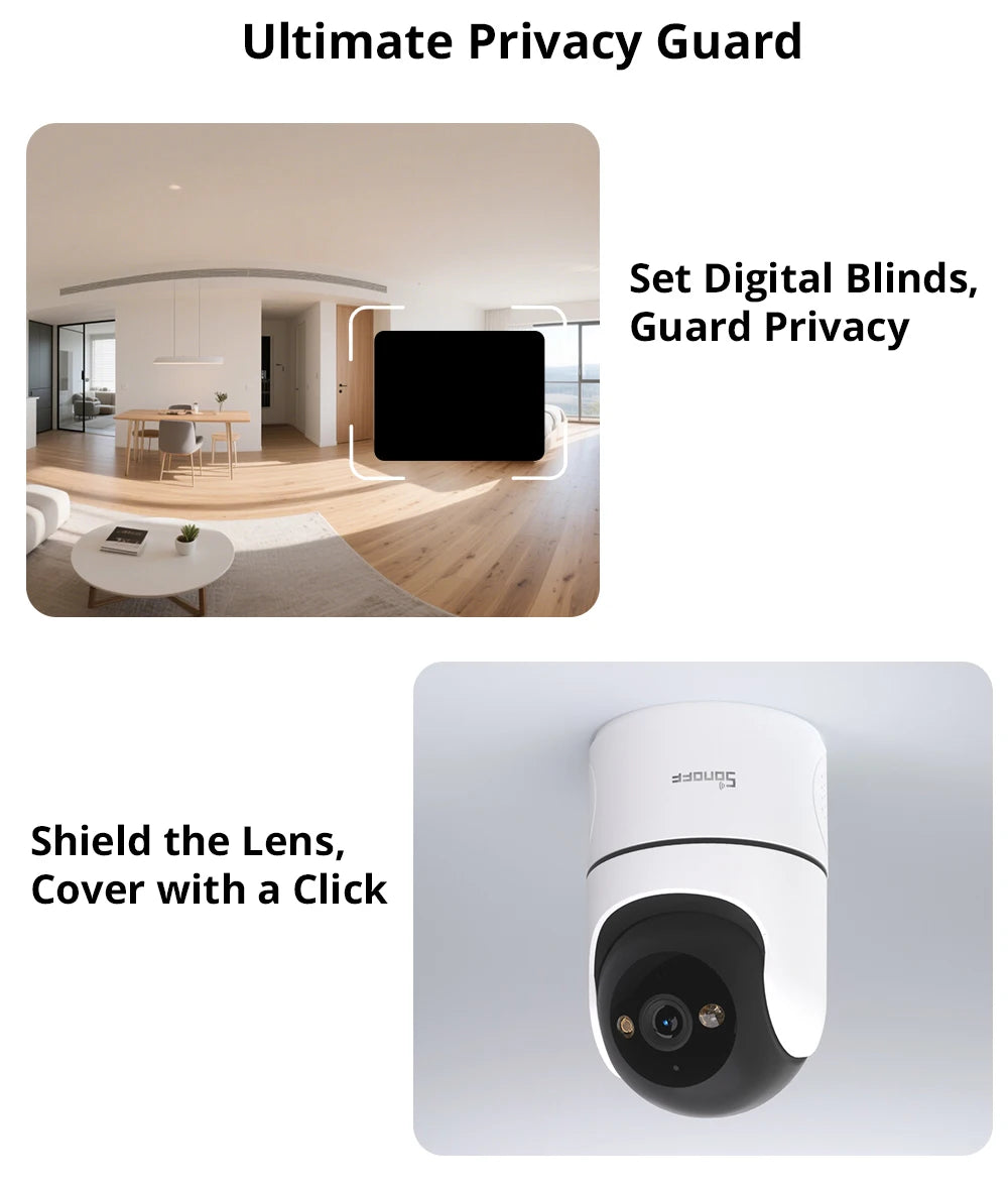 SONOFF CAM PT2 Smart Home Security Camera Smart Night Vision 360° Panoramic View Remote HD Monitoring with Real-Time Interaction