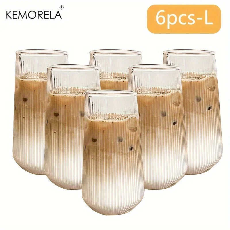 4/6PCS Resistente Al Calore Costola Caffè Bicchieri di Acqua Strisce Verticali Tazza di Tè per Bere Latte Birra Vino Succo di Bicchieri Set Regalo