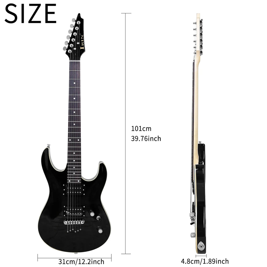IRIN Chitarra elettrica a 6 corde 24 tasti Tecnologia corpo in acero Tastiera in legno Guitarra elettrica con cavo chiave per borsa