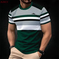 T-shirt stampata a righe da uomo T-shirt estiva casual da esterno girocollo a maniche corte Novità nella maglietta alla moda da uomo