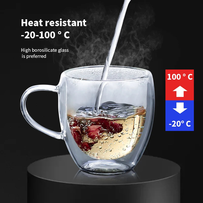 Tazza da caffè in vetro trasparente latte whisky tè birra doppio creativo resistente al calore Cocktail Vodka tazza da vino bicchiere bicchieri regalo