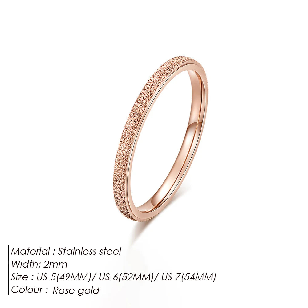 eManco Anelli da donna in acciaio inossidabile semplice di alta qualità 2/3/5MM di larghezza color oro per gioielli da ragazza