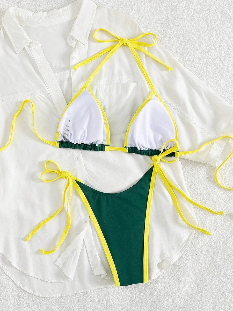 Il colore sexy a contrasto separa il micro bikini 2026 costume da bagno da donna costumi da bagno femminili mini perizoma bikini set costume da bagno a due pezzi
