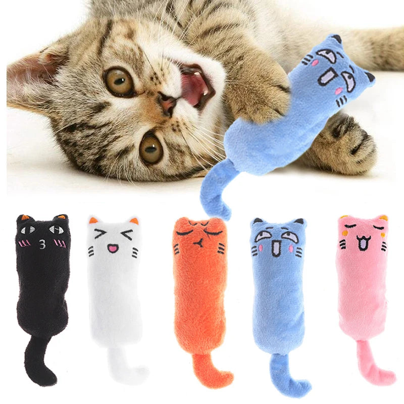 Simpatici giocattoli per gatti Divertenti giocattoli interattivi per gatti in peluche Mini digrignamento dei denti Giocattoli con erba gatta Gattino da masticare Giocattolo stridulo Accessori per animali domestici