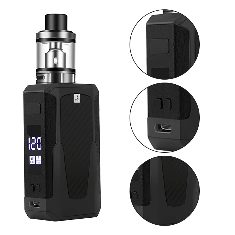 Sigarette elettroniche Vape Pen Smoke 120W Box Mod Kit 1800mah 2.5ml Atomizzatore Schermo OLED Sigaretta elettronica Vaporizzatore Vaper Shisha Ecig
