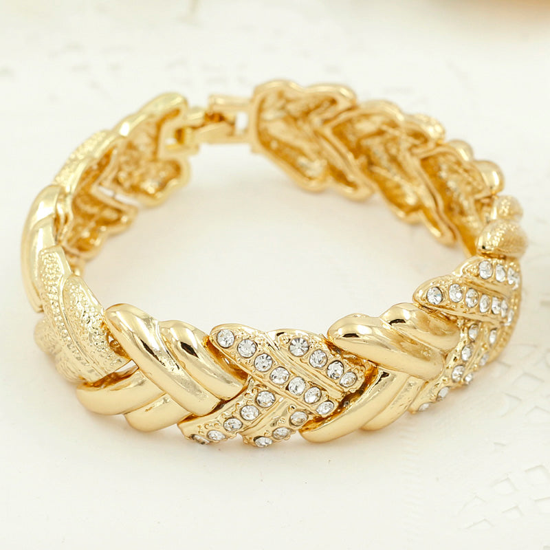 Fashion Bridal Dubai Gold Color Jewelry Sets for Women Costume Necklace Earrings Nigerian Wedding African Jewellery Set