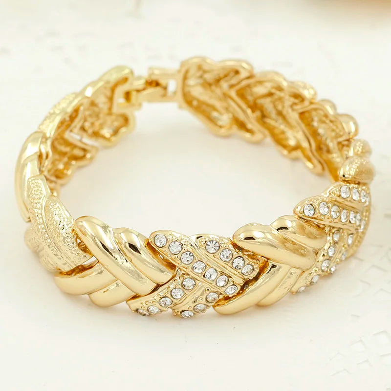 Fashion Bridal Dubai Gold Color Jewelry Sets for Women Costume Necklace Earrings Nigerian Wedding African Jewellery Set