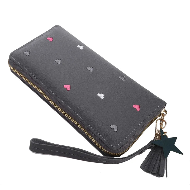 Portafogli lunghi da donna Portafogli di lusso con cuore d'amore per porta carte da tasca per soldi da donna Portafogli femminili Pochette per telefono