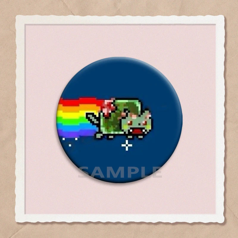 Simpatico e divertente arcobaleno gatto alieno spille con bottoni zaino abbigliamento decorazione spilla cartone animato fantascienza distintivo gioielli regali per bambini