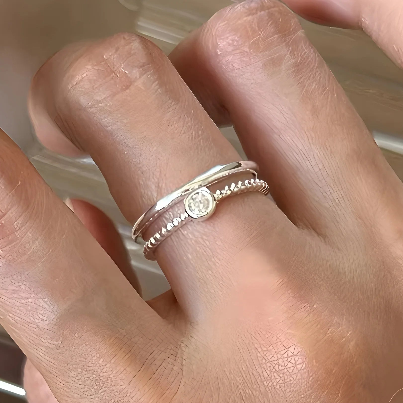 PANJBJ 925 anelli in pietra nera geometrica in argento sterling per le donne ragazza coreana semplice regolabile coppia gioielli Dropshipping
