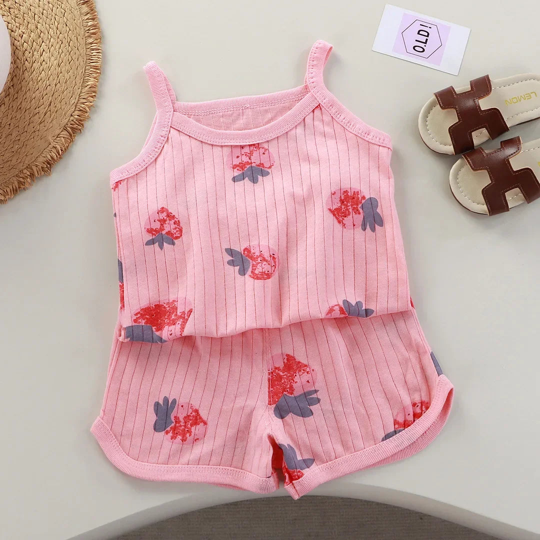 Completi in cotone con canotta e pantaloncini per neonata, set per il primo compleanno, abbigliamento estivo per neonata.
