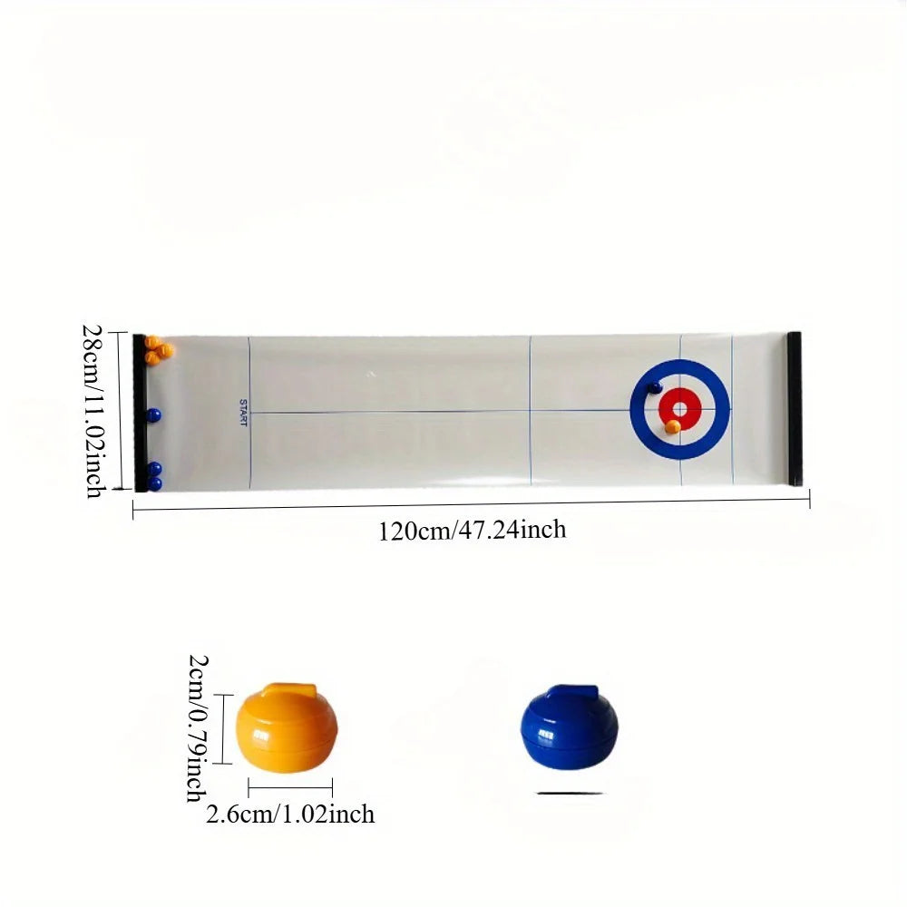 Giochi di curling da tavolo, intrattenimento per la famiglia, giochi da tavolo per riunioni di famiglia, 8 palline per set, struttura in plastica, bianco/rosso/giallo/blu