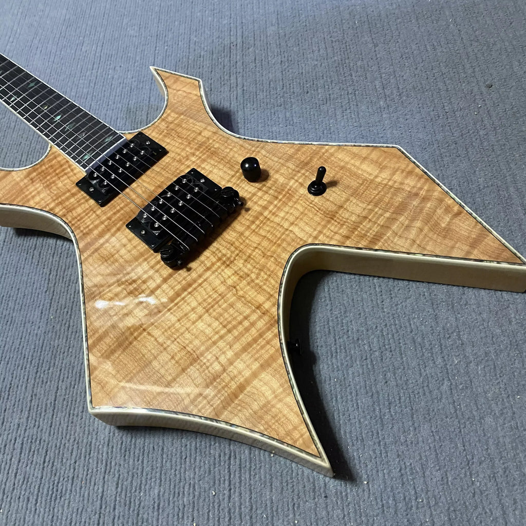 Chitarra in Legno Naturale dalla Forma Insolita, Consegna Espressa in 48 Ore di Chitarre Elettriche con Foto Reali e Video