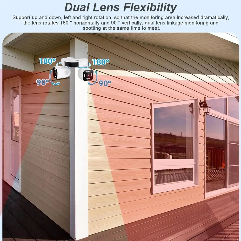 ICAM365 Security Camera Outdoor Waterproof Dual Lens HD 10MP 10X Zoom WiFi CCTV Night Vision Two-Way Intercom PTZ Remote Viewing