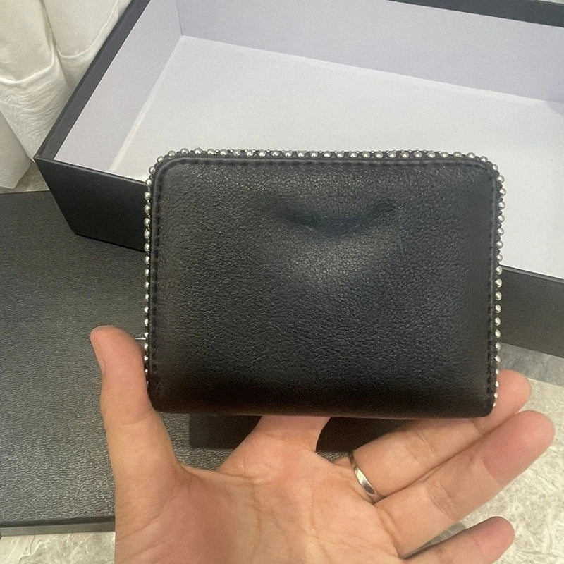Nuovo Portafoglio da Donna ZV in PU con Catena Metallica, Porta Carte, Pochette in Denim, Portamonete, Portafoglio Piccolo