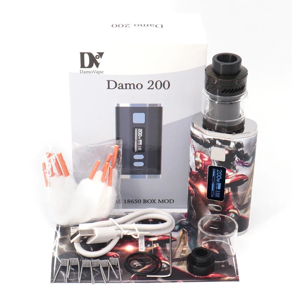 200W Vape Dead Rabbit 3 RTA Box Mod Vaper Kit Sigaretta elettronica 4400mah Batteria Schermo OLED 3.0ml5.5ml Kit vapore a doppia bobina