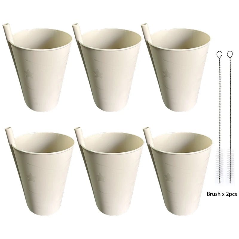 Bicchiere in plastica con cannuccia per bambini e adulti, bicchiere Sippy da 6 pezzi per uso quotidiano, senza BPA