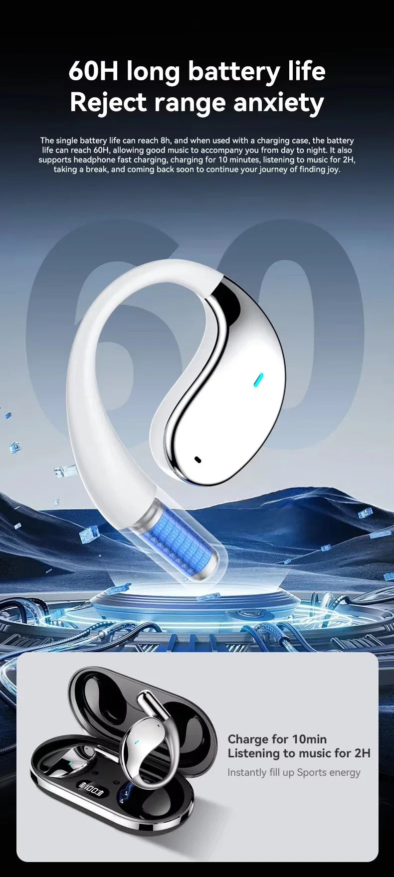 EARDECO Business Auriculares Cuffie Bluetooth Auricolari wireless Auricolari Bass Stereo Cuffie sportive con microfono Audifonos