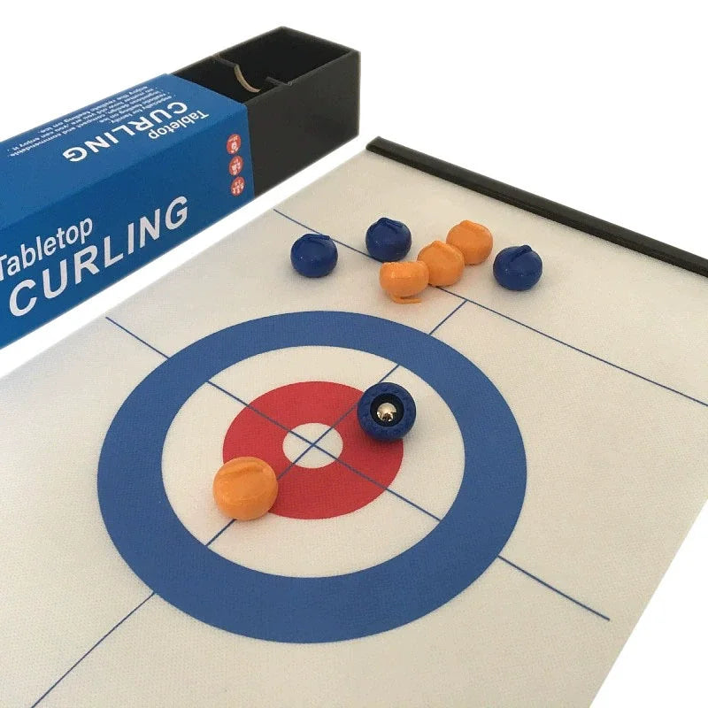 Giochi di curling da tavolo, intrattenimento per la famiglia, giochi da tavolo per riunioni di famiglia, 8 palline per set, struttura in plastica, bianco/rosso/giallo/blu
