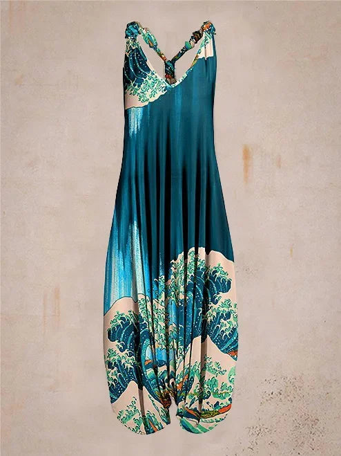 Tuta generale allentata bohémien a gamba larga Mandala etnico Stampa paisley vintage Pagliaccetti da donna Tutina harem senza schienale