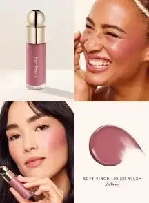 Set di blush Rare Beauty: Blush liquido effetto purè di patate, Blush in polvere che esalta il colore della pelle, con texture fine, facile da applicare e sfumare.