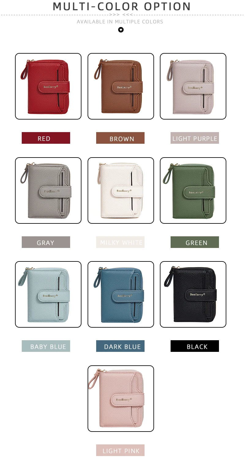 Portafoglio da Donna Baellerry Elegante con Chiusura a Zip, Multifunzionale con Protezione RFID, 6 Scomparti per Carte e Tasca per Monete, Regalo Minimalista